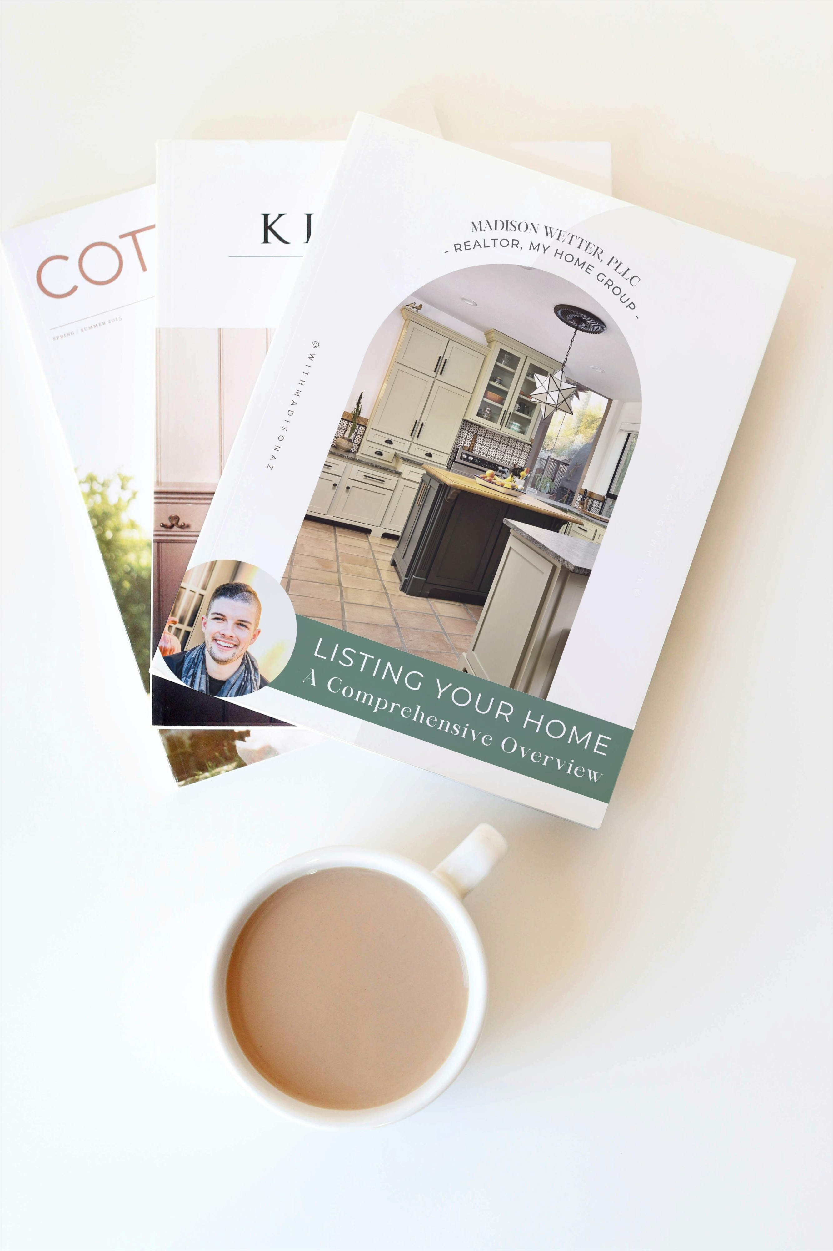 Cup of coffee with a printed guide of how to sell your home in Cave Creek, Arizona. With the right real estate professional and strategy, selling your home doesn't have to be complicated.