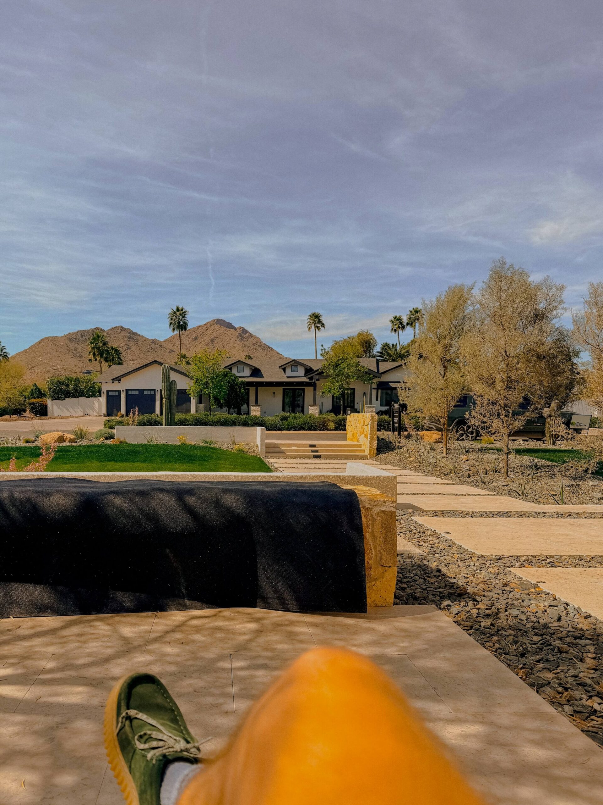 Paradise Valley home on a flat lot with Mummy Mountain in the background