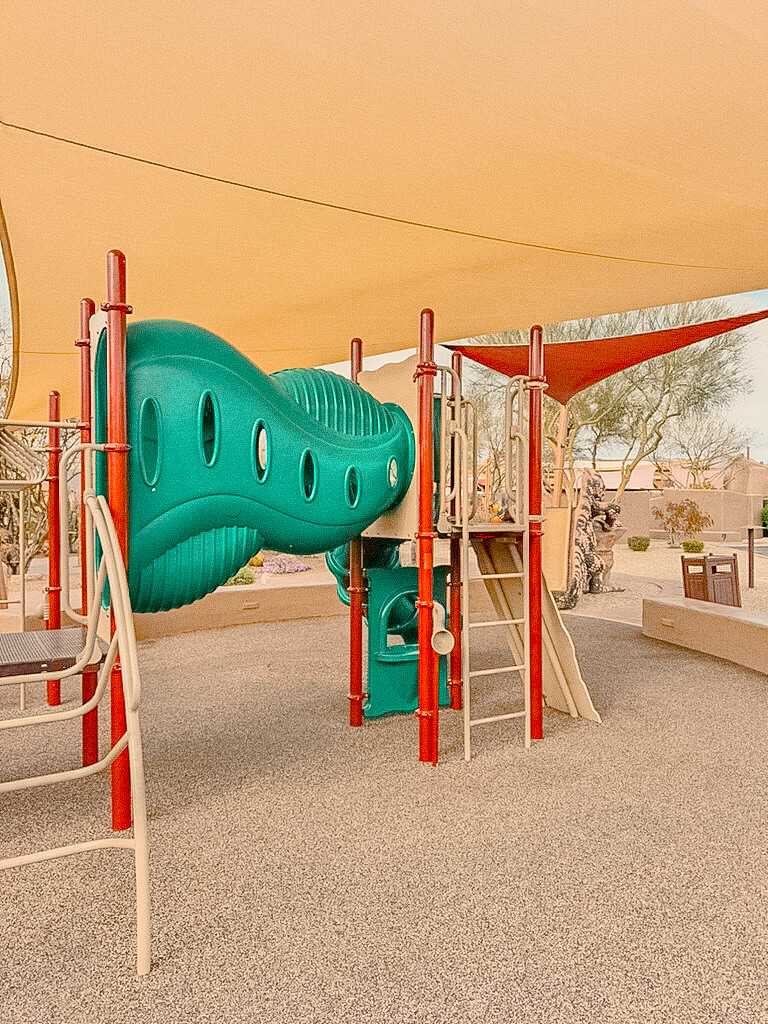 Gila monster playground slide at Carefree Desert Gardens near Cave Creek, Arizona.
