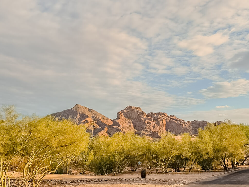 Camelback Mountain and desert landscape in Paradise Valley, Arizona